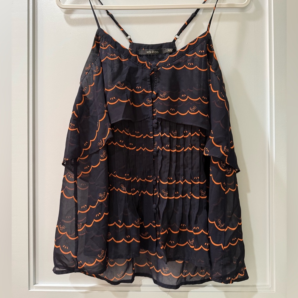 Ark & Co. Black and Orange Layered Women's Top